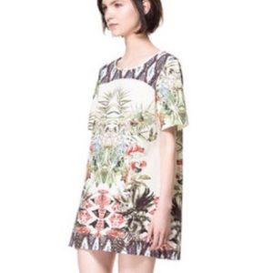 Zara Tropicalia Short Sleeve Printed Shift Dress